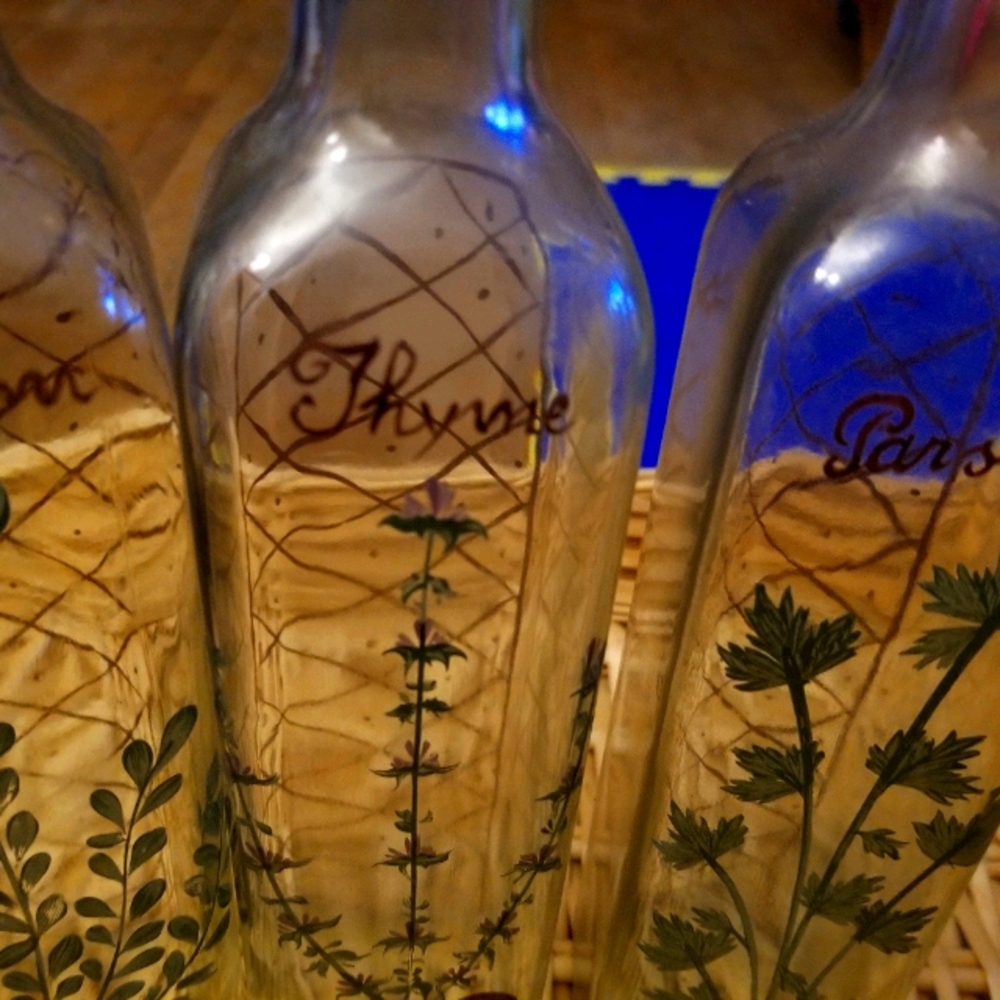 Oil and vinegar Cruets.  Set of 3